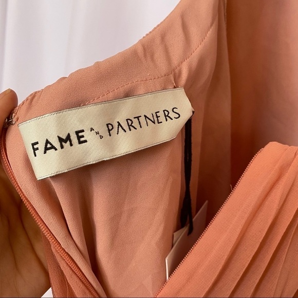 Fame and Partners V neck Open Back Pleated Gown in Mauve Pink - Picture 13 of 14